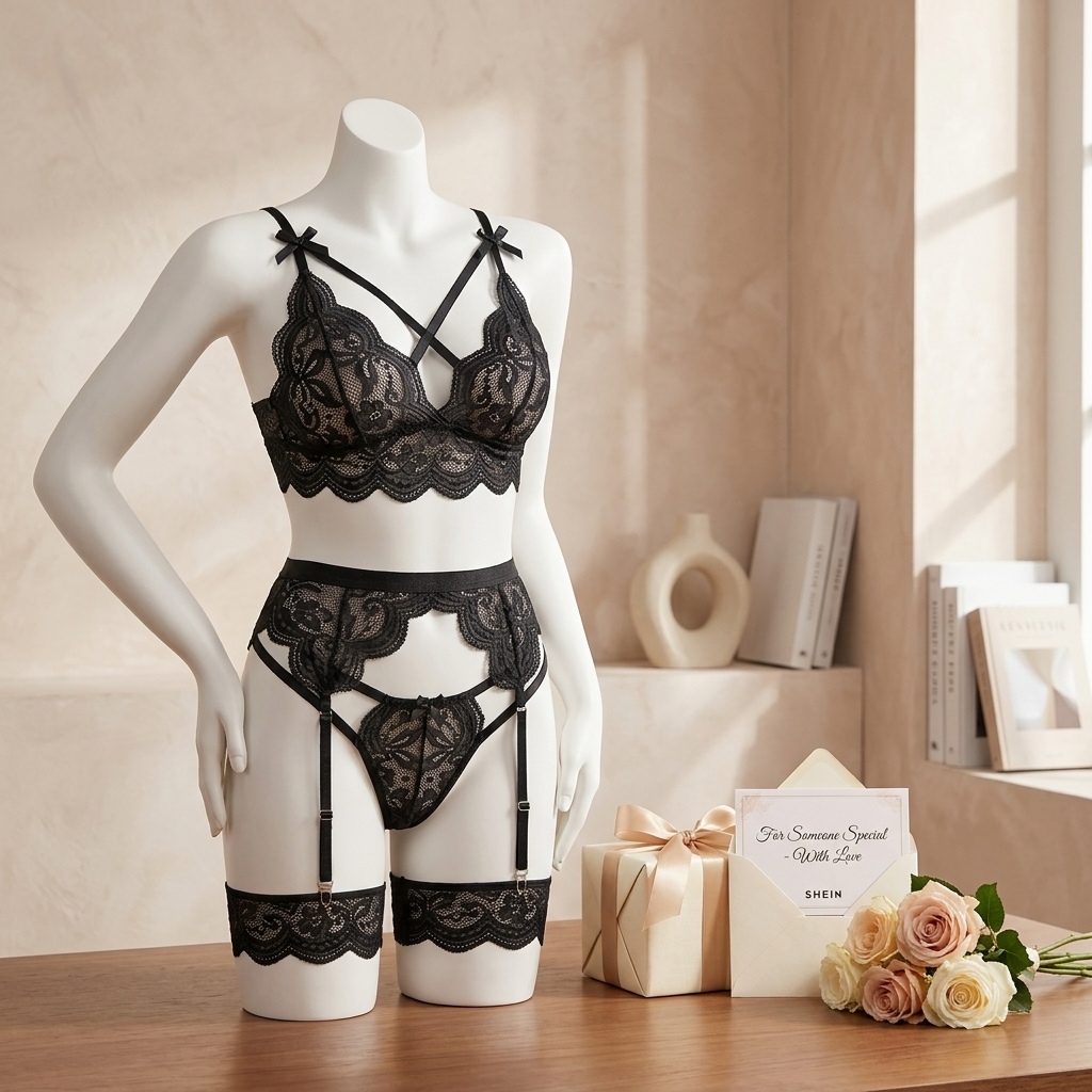طقم لانجري نسائي من الدانتيل ا - مراجعة Garter Belt Set وسعره
