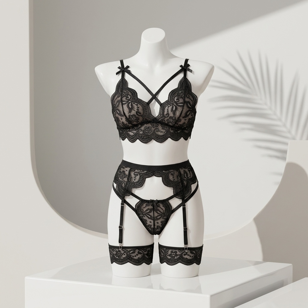 طقم لانجري نسائي من الدانتيل ا - مراجعة Garter Belt Set وسعره